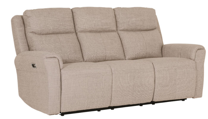 3 Seater Power Recliner Sofa in Mushroom Fabric