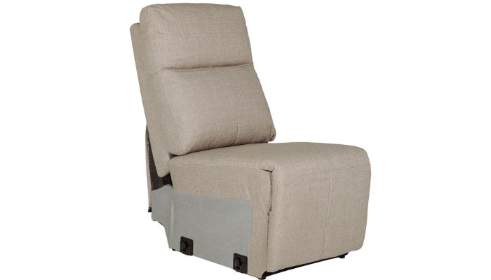 Armless Sectional in Mushroom Fabric
